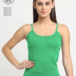 Friskers Women Pack Of 2 Solid Cotton Camisoles-image-83