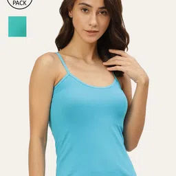 Lady Lyka Women Pack Of 2 Solid Cotton Camisoles-image-45