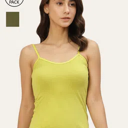 Lady Lyka Women Pack Of 2 Solid Cotton Camisoles-image-23