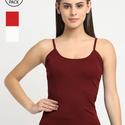 Friskers Women Pack Of 3 Solid Cotton Camisoles-picture-20