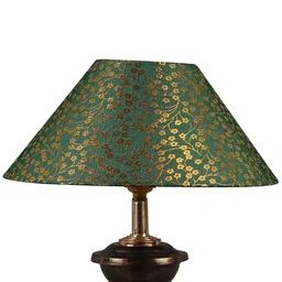 foziq Copper Metal & Cotton Green & Gold Colour Table Lamp image 5