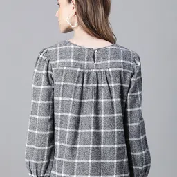 Oxolloxo Checked Roll-Up Sleeves Organic Cotton Regular Top image 4