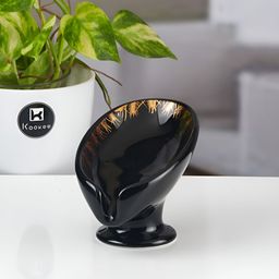 Kookee Black & Gold-Toned Abstract Printed Glossy Ceramic Soap Dish-picture-24
