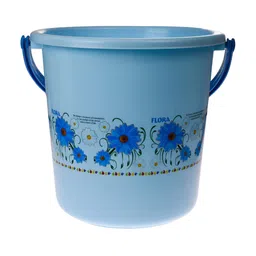 Kuber Industries Blue & Cream 2 Pieces Floral Unbreakable Bucket image 2