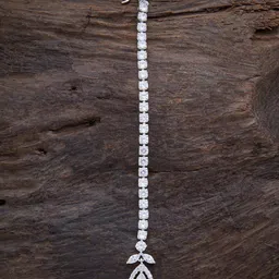 Kushal's Fashion Jewellery White Cubic Zirconia Maang Tikka image 1