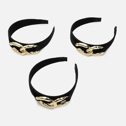 SOHI Women Black & Gold-Toned Embellished Hairband image 2