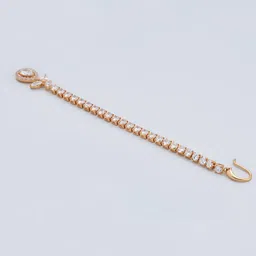 Kushal's Fashion Jewellery White & Rose Gold Cubic Zirconia Maang Tikka image 4