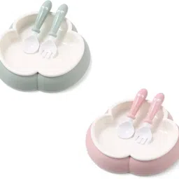 esscubes enterprise Baby Feeding Bowl with Lid Spoon Plate & Fork Set for Weaning Elevate Mealtime - BPA Free Mealtime Essentials, 100% food grade for Baby, Non Toxic Feeding Blue-picture-16