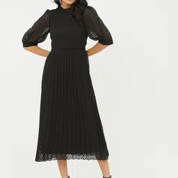 harpa Women A-line Black Midi/Calf Length Dress-picture-33