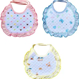 baby shopiieee Baby Round Shaped Bibs | Frill Bibs for Babies/Infants | Stylish Printed Baby Bib Apron | Pack of 3 Bibs-picture-28