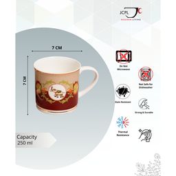 clay craft Maroon Fine Ceramic Fresco Ziva Tea Cup Set Of 6 - 250 ml each image 2