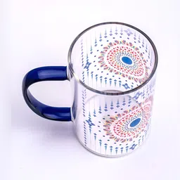 Strokes by Namrata Mehta Blue 2 Pcs Ethnic Motifs Printed Glass Transparent Mugs image 4
