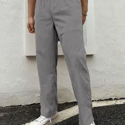 rajovati Men Loose Fit Silver Viscose Rayon Trousers image 5