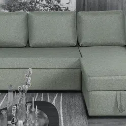 woodsworth from pepperfry Flumph Fabric LHS Pull-Out Sofa Cum Bed in Slate Grey Colour with Storage image 1