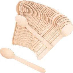 vishwa traders pack of 100 disposable eco-friendly spoons | organic and natural spoons | Disposable Wooden Dessert Spoon, Ice Tea Spoon Set-picture-11