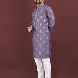 krm Men Embroidered Viscose Rayon Straight Kurta image 3