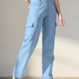 megavalue Women Jogger Fit Mid Rise Light Blue Jeans-picture-26