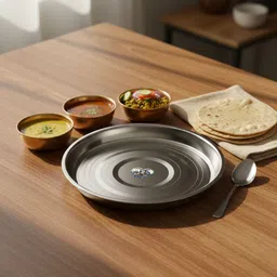 rjn Pack of 2 Stainless Steel Classic Shine Stainless Steel Thali Dinner Set image 5