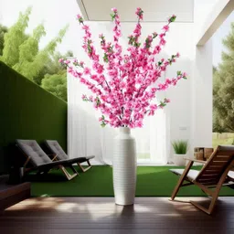 de gardenia Peach Blossom Bouquet – 49 Inch Silk Faux Flowers Pink Bird of Paradise Artificial Flower image 2