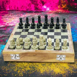 pooja creation PCS Foldable Wooden Chess Board Game Set with Magnetic Wood Pieces (12 inch) 25 cm Chess Board image 3