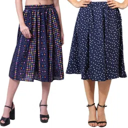 manat diva Women Printed A-line Multicolor Skirt-picture-36