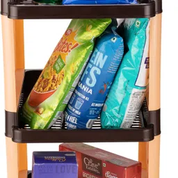 umax 3 Tier Rolling Storage Cart with Wheels | Multi-Layer Rack Plastic Kitchen Trolley image 4