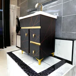 bobbyexport Gold premium 24 inch freestanding Vanity with washbasin premium design three draws Table Top Basin image 2