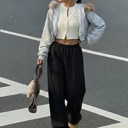 dockstreet Women Solid Black Track Pants image 3