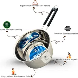 ag steel AG Stainless Steel Sauce Pan 19 cm diameter 1 L capacity image 3