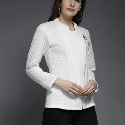 i.t fashion Women Self Design Collared Neck Black Sweater image 4