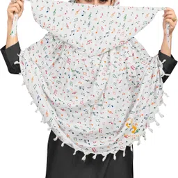 vicharan Printed Pure Cotton Women White Fancy Scarf, Scarf image 3