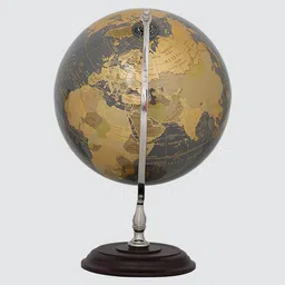 royaloak Decorative World Globe Aluminum Frame Wooden Base image 5