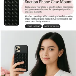 Kaashvi Silicone Suction Phone Case Mount | Hands-Free Stand for All Smartphones (Black) Mobile Holder image 2