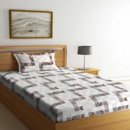 klotthe Multicolor Geometric 300 TC Cotton Single Bedsheet with 1 Pillow Cover image 1
