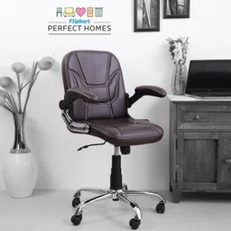 Medium Back Revolving Chair with Ergonomic Design and Lumbar Support Leatherette Office Executive Chair-image-49