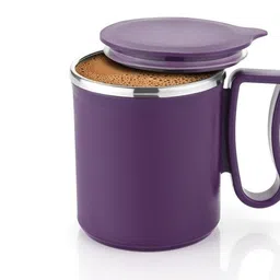 magicspoon New Stainless Steel Coffee with Lid (300 ml) (Pack of 1) (Maroon) Stainless Steel Coffee Mug-picture-17