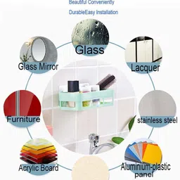 sochep Multipurpose Cosmetic Organizer Shampoo Bottle Holder Plastic Wall Shelf image 2