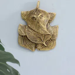 rhapsodically made Leafy Ganesh Gold Brass Idols-picture-7