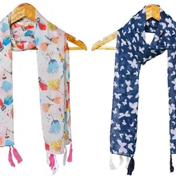 stolevilla Printed Chiffon Women Multicolor Scarf, Stole, Fancy Scarf-picture-35