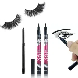 swenky EYEMAKEUP COMBO WITH WATERPROOF EYELINER WITH BOLD KAJAL & FALSE EYEALSH-picture-32