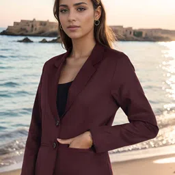 rocksy Women Solid Single Breasted Casual Blazer image 4