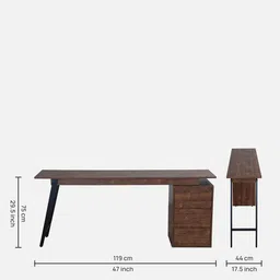 casacraft from pepperfry Gonzalo Writing Table In Arizona Walnut Colour image 2