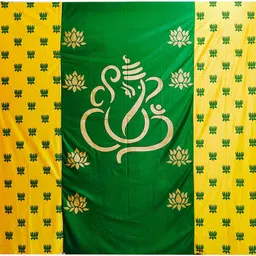 Ganesh Inspired Backdrop Cloth for Puja Room size 5ft Hight & 8ft Width Curtain Fabric-image-19