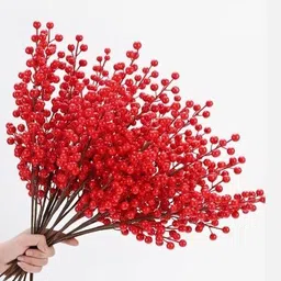 tachyon Vibrant Artifical Red Berry 12 pcs set for Christmas Decorations Red Cherry Artificial Flower image 2