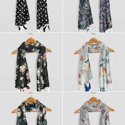 poshampaa Printed Chiffon Women Multicolor Scarf, Stole, Fancy Scarf-picture-22