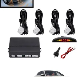 maties 4Pcs White Reverse Parking Sound Warning sensor for car Protection-220 Car Reverse Parking White 4 Sensor With LED Display/Buzzer -220 Parking Sensor-picture-16