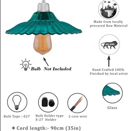 glowhere Turquoise Glass Industrial Pendant Light | Retro Edison Hanging Lamp for Home Pendant Lamp Ceiling Lamp image 4