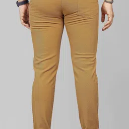 combraided Men Straight Fit Khaki Lycra Blend Trousers image 2