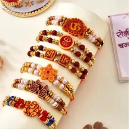 business squad Designer 6 Fancy Rakhi for Brother, Bhai, Cusion, kids-R89 Mauli Thread Rakhi, Chawal Roli Pack Set-picture-19