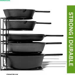 fangruik 5 Tier Pot Pan Organizer Rack for Kitchen Tadka Pan 30 cm diameter 5 L capacity-picture-27